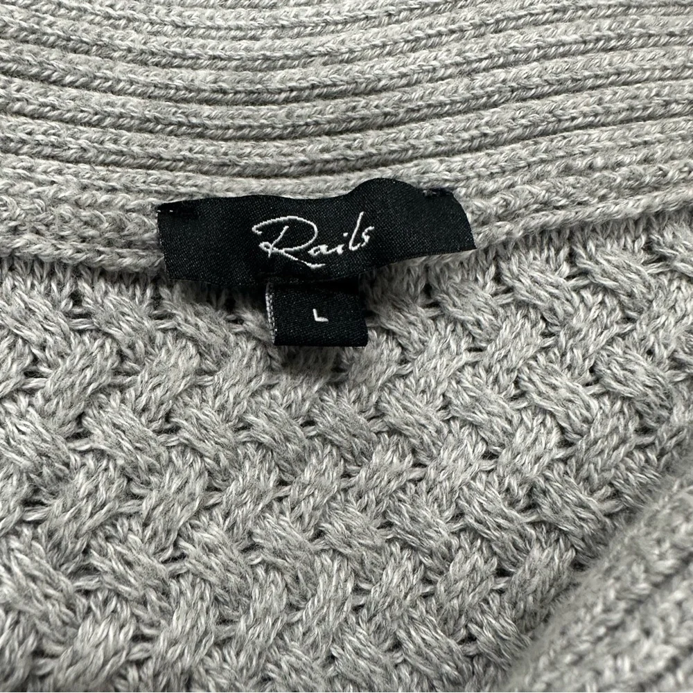 Rails Button Front Shawl Collar Cardigan Large Grey Preppy Heritage GUC READ
